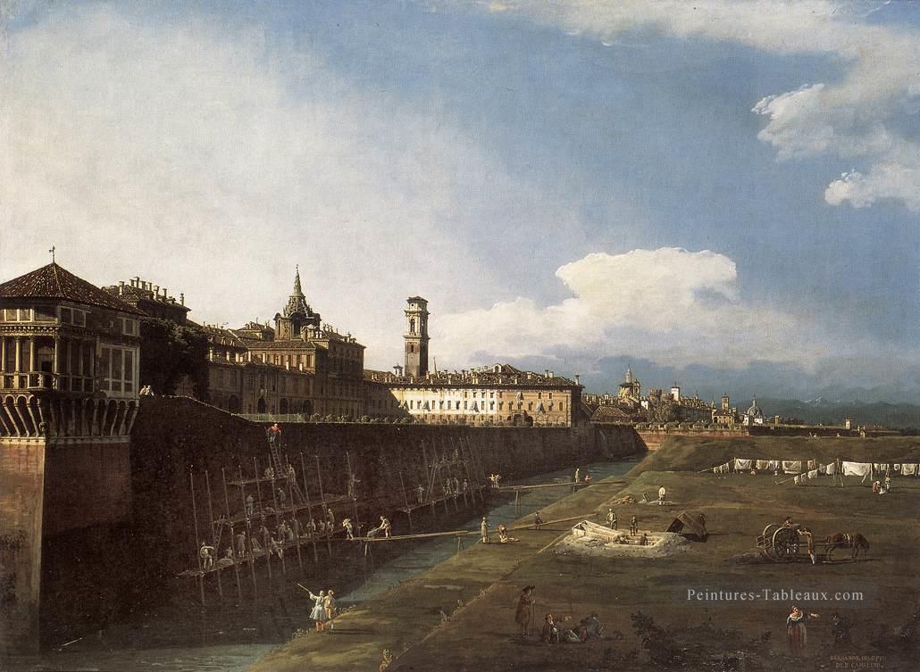 Vue de Turin près du Palais Royal urbain Bernardo Bellotto Peintures à l'huile